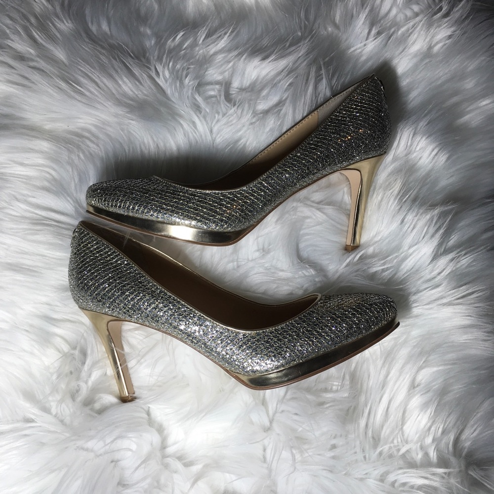 Silver & Gold 3.5” Heels with Platform SZ 8
